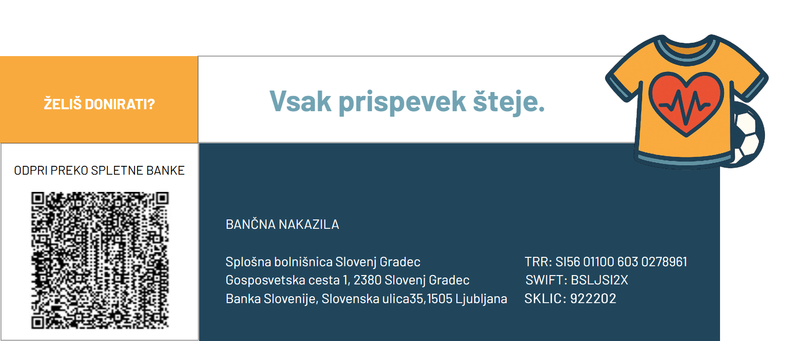 OBRAZEC - QR KODA - DONACIJE - SRCE V DRESU